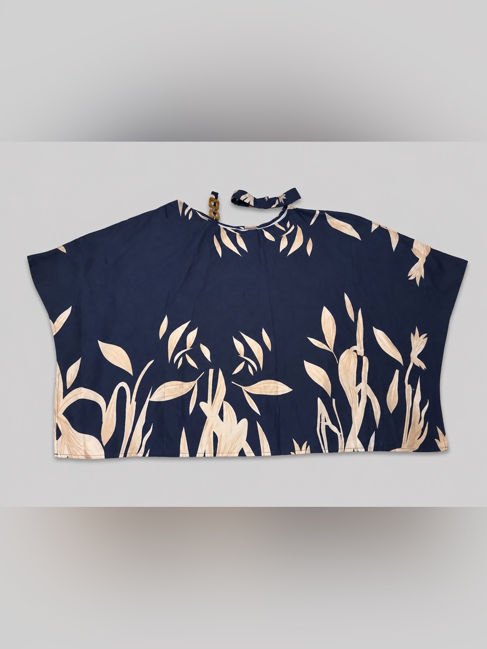 Women's Navy & Cream Floral Print Kimono - Size Large